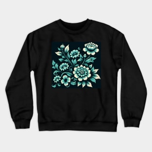 Sky Blue Floral Illustration Crewneck Sweatshirt